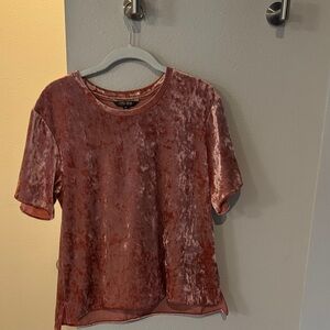 Velvet Short Sleeve Top - Pink